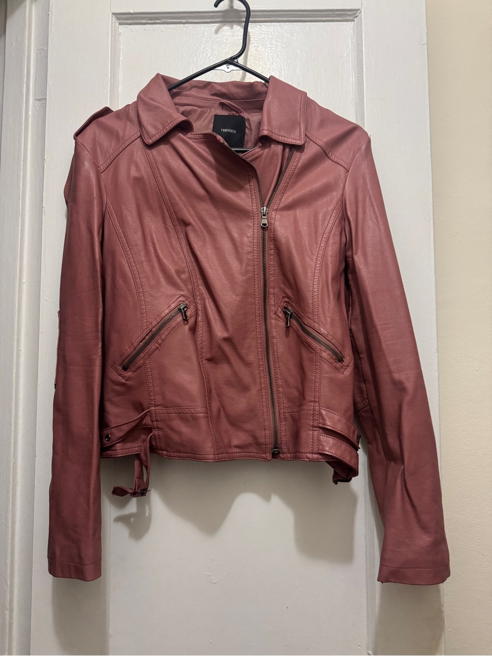 Forever 21 Mauve Faux Leather Moto Jacket
